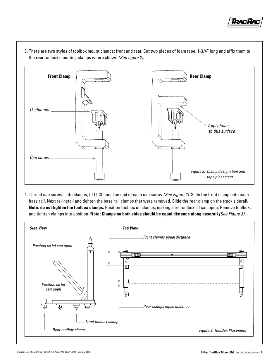 TracRac IM T-Rac Pro Toolbox Mount User Manual | Page 3 / 6