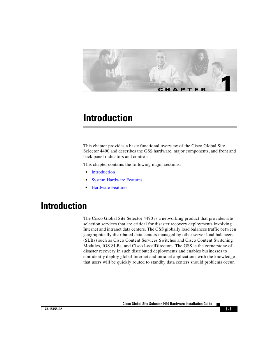 Introduction, C h a p t e r, Chapter 1, introduction | Cisco 4490 User Manual | Page 23 / 92