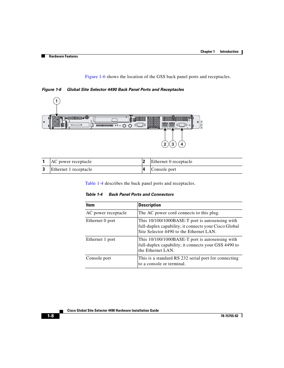 Figure 1-6, Table 1-4 | Cisco 4490 User Manual | Page 30 / 92