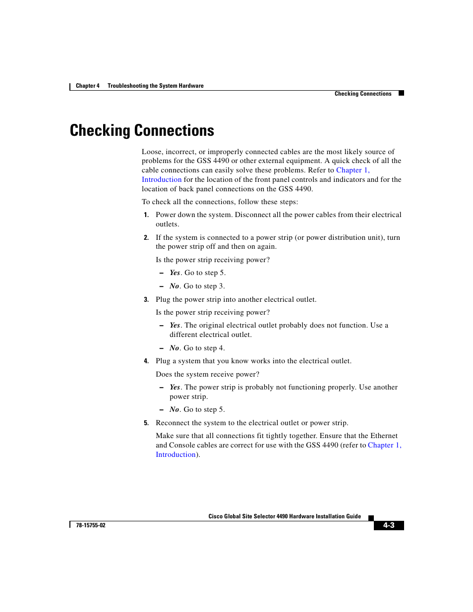 Checking connections | Cisco 4490 User Manual | Page 67 / 92