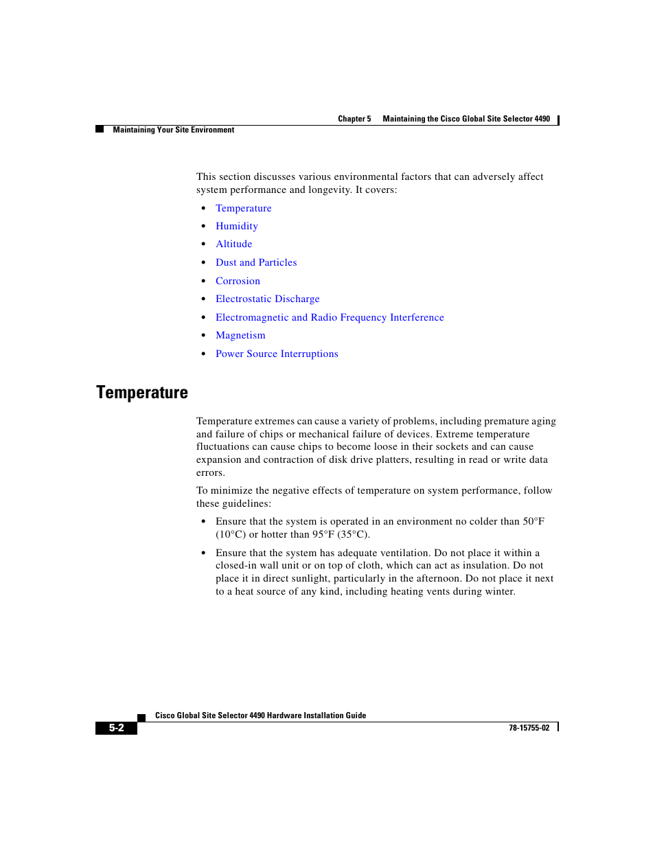 Temperature | Cisco 4490 User Manual | Page 70 / 92