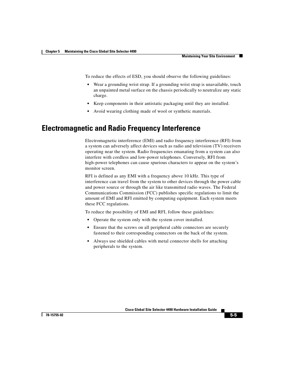 Electromagnetic and radio frequency interference | Cisco 4490 User Manual | Page 73 / 92