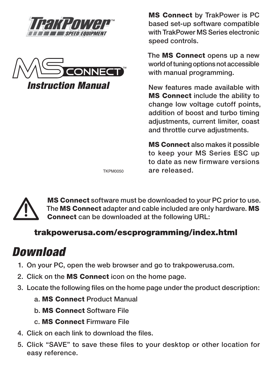 TrakPower Batteries ESC Programming Adapter User Manual | 6 pages