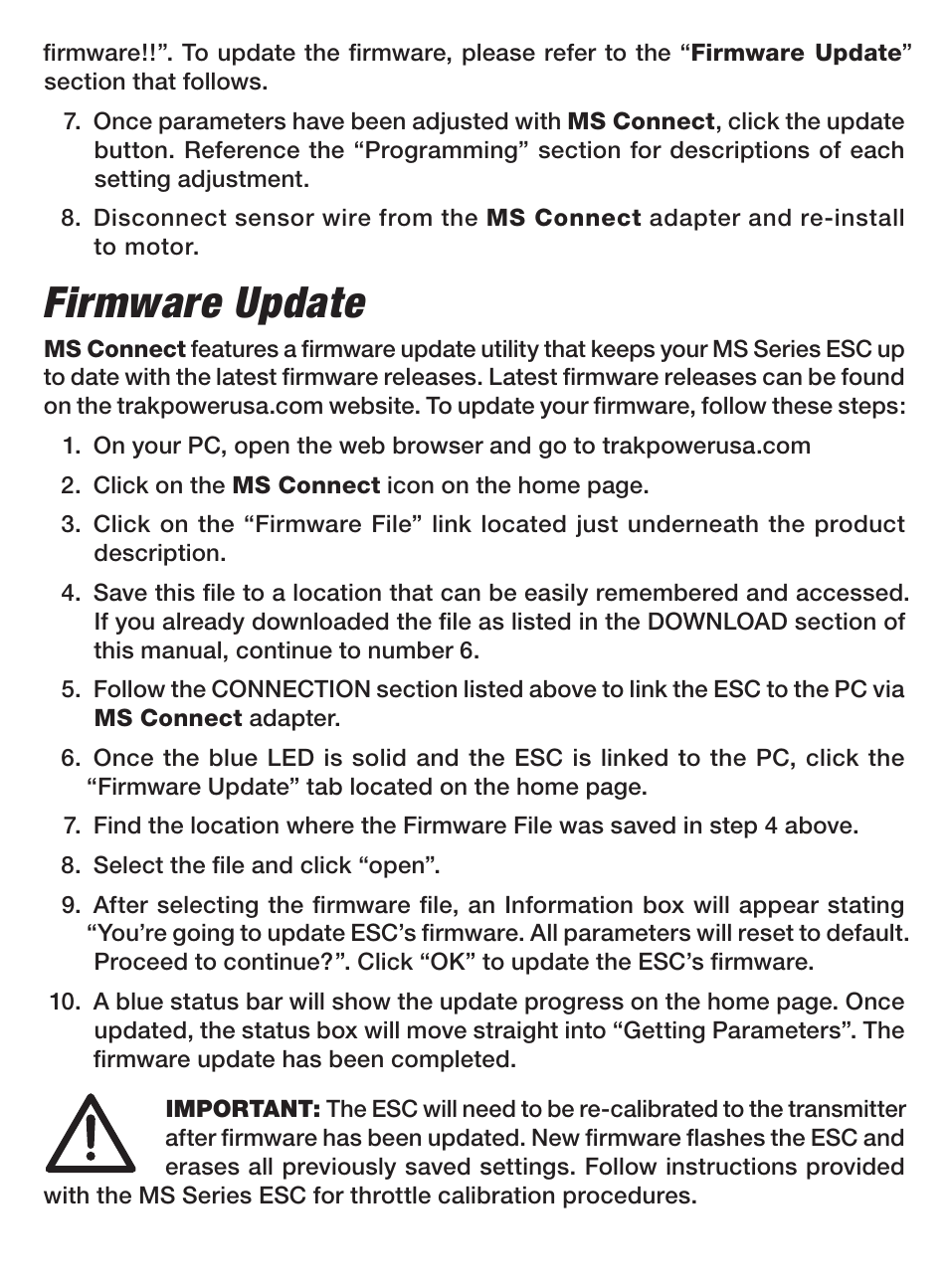 Firmware update | TrakPower Batteries ESC Programming Adapter User Manual | Page 3 / 6