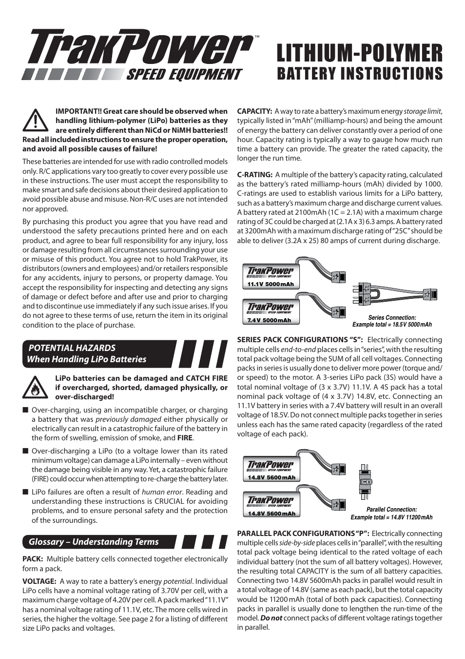 TrakPower Receiver Batteries User Manual | 4 pages