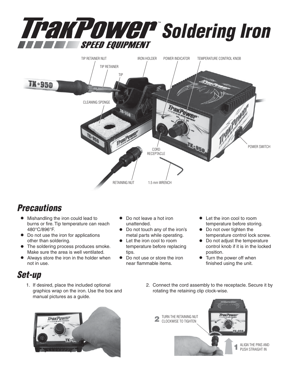 TrakPower TK950 Soldering Station User Manual | 2 pages
