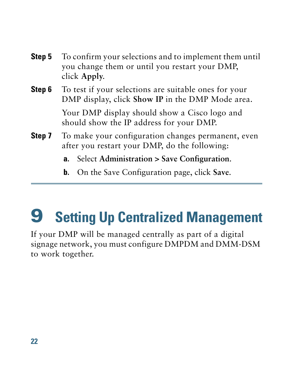 9 setting up centralized management, Setting up centralized management, Setting up centralized | Cisco 4400G User Manual | Page 22 / 28