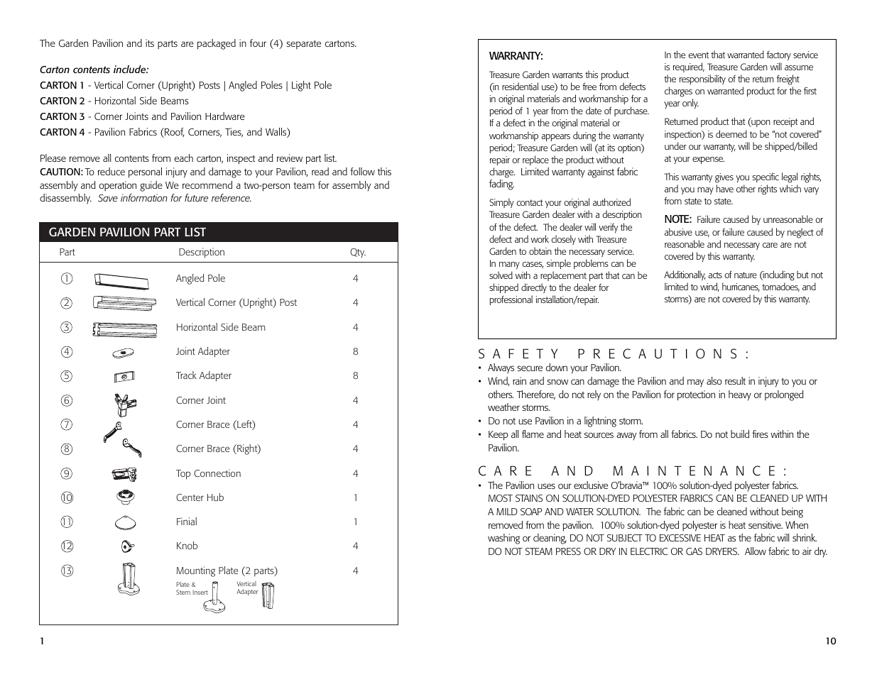 Treasure Garden GP12120 User Manual | Page 11 / 12