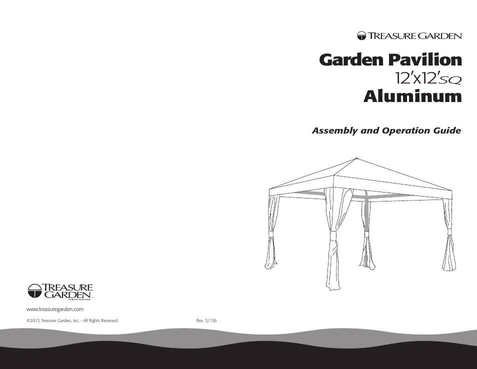 Garden pavilion 12’x12, Aluminum | Treasure Garden GP12120 User Manual | Page 16 / 16