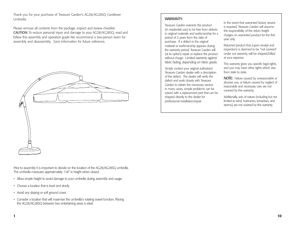 Treasure Garden AG28SQ User Manual | Page 2 / 12