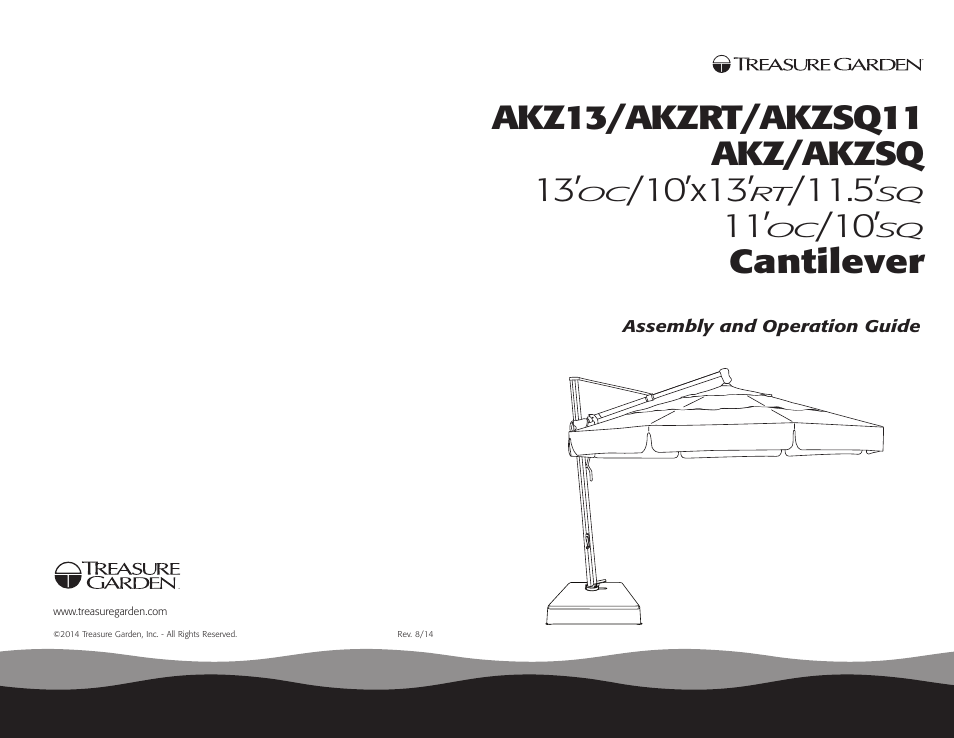 10’x13, Cantilever | Treasure Garden AKZ Series User Manual | Page 12 / 12
