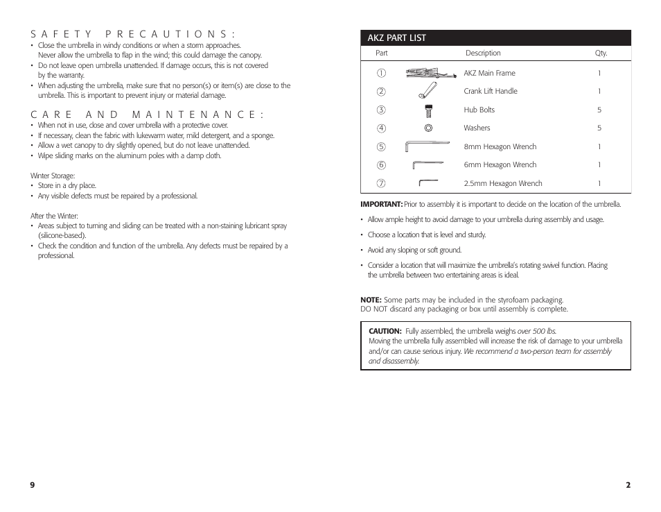 Treasure Garden AKZ Series User Manual | Page 3 / 12