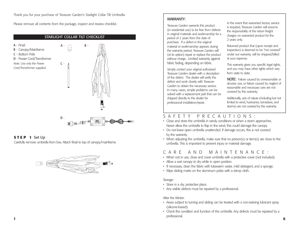 Treasure Garden Starlight Collar Tilt User Manual | Page 7 / 8
