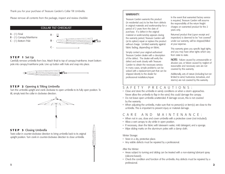Treasure Garden Collar Tilt User Manual | Page 2 / 4