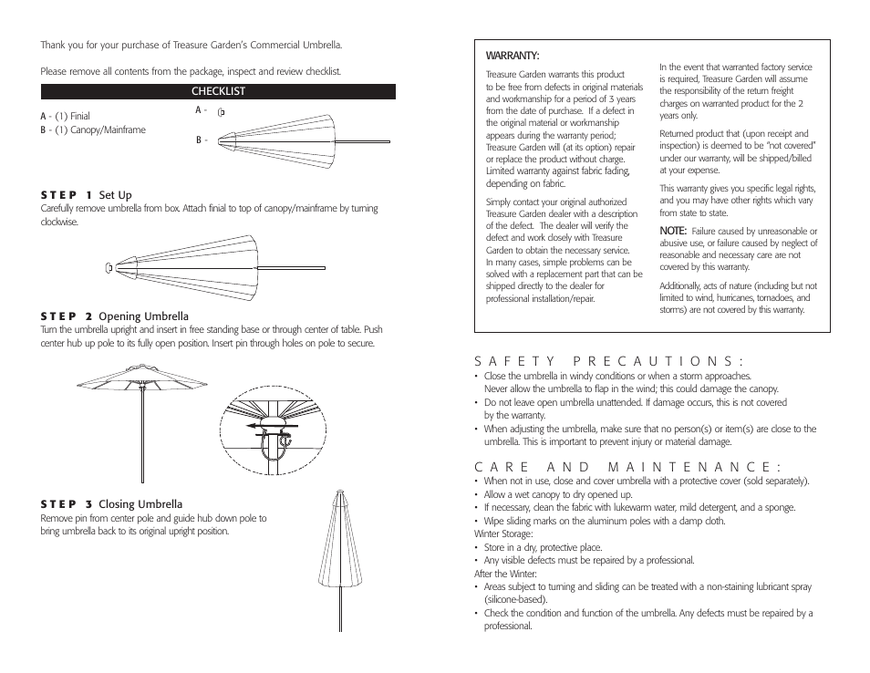 Treasure Garden UC407SQ User Manual | Page 2 / 4