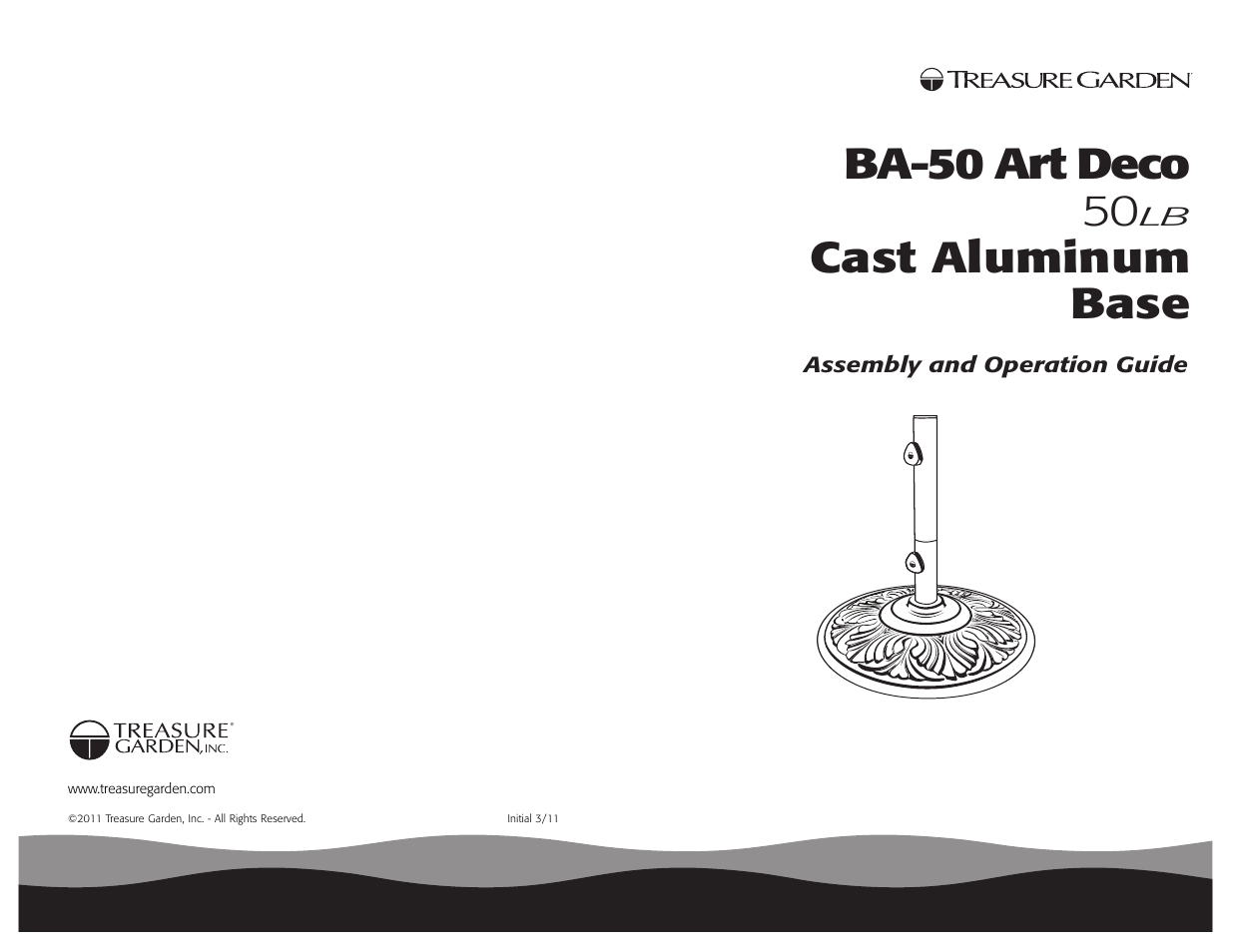 Ba-50 art deco 50, Cast aluminum base | Treasure Garden BA50x Art Deco Base User Manual | Page 4 / 4