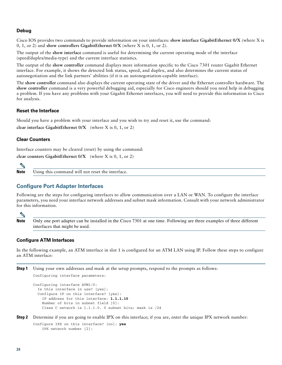 Configure port adapter interfaces | Cisco 7301 User Manual | Page 24 / 34