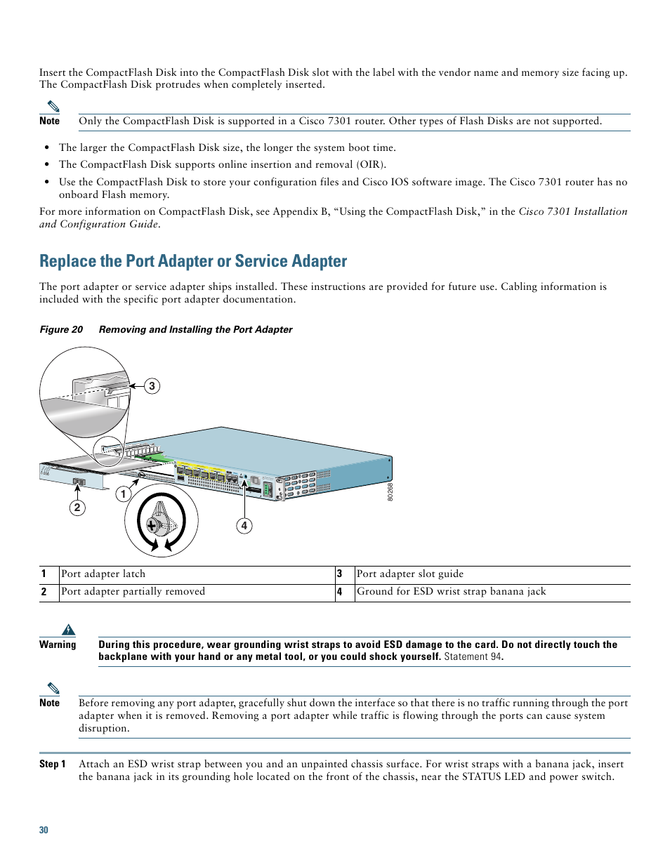 Replace the port adapter or service adapter | Cisco 7301 User Manual | Page 30 / 34