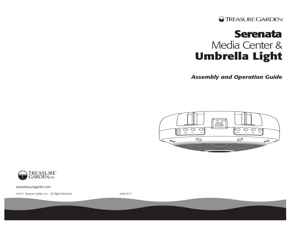 Serenata media center & umbrella light, Assembly and operation guide | Treasure Garden Serenata User Manual | Page 8 / 8