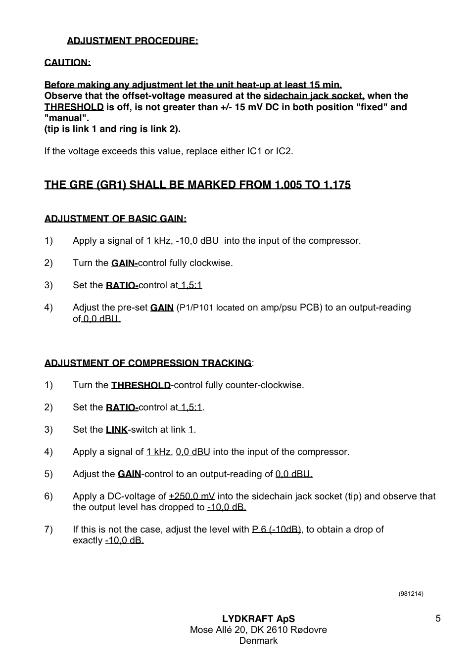 Tube Tech CL 2A Dual Opto Compressor User Manual | Page 5 / 7