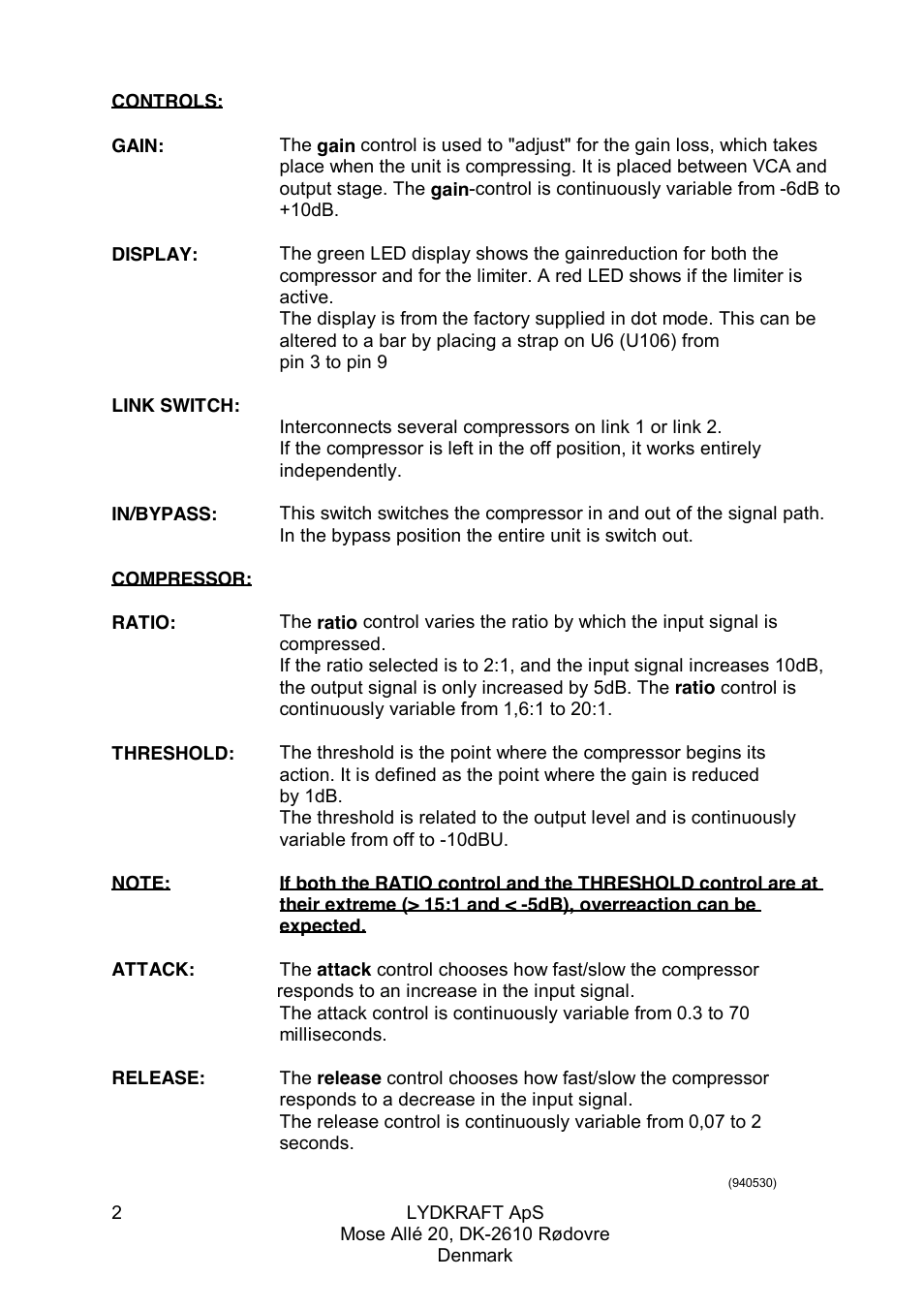 Tube Tech LCA 2B Dual Channel Tube VCA Compressor User Manual | Page 2 / 8