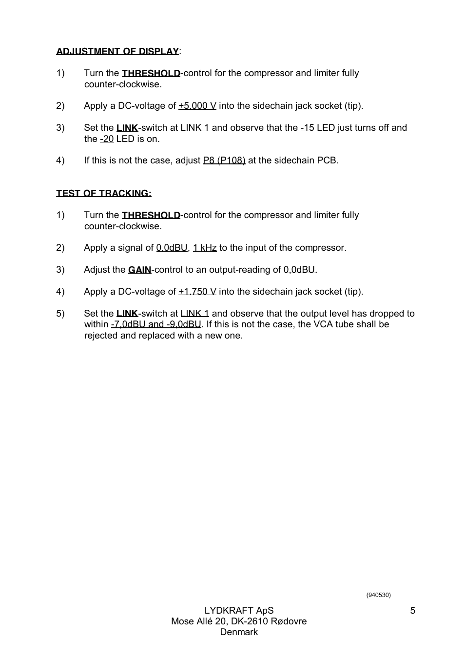 Tube Tech LCA 2B Dual Channel Tube VCA Compressor User Manual | Page 5 / 8