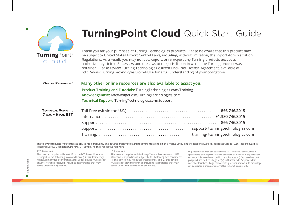 Turningpoint cloud, Quick start guide, Turning point | Turning Technologies TurningPoint Cloud User Manual | Page 2 / 28