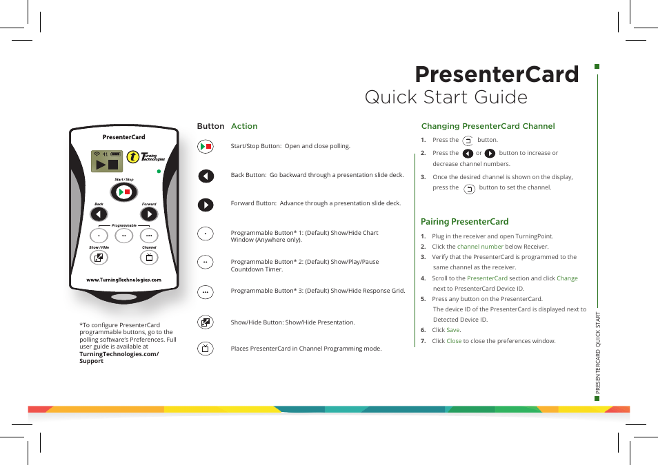 Presentercard, Quick start guide, Pairing presentercard | Turning Technologies TurningPoint Cloud User Manual | Page 27 / 28