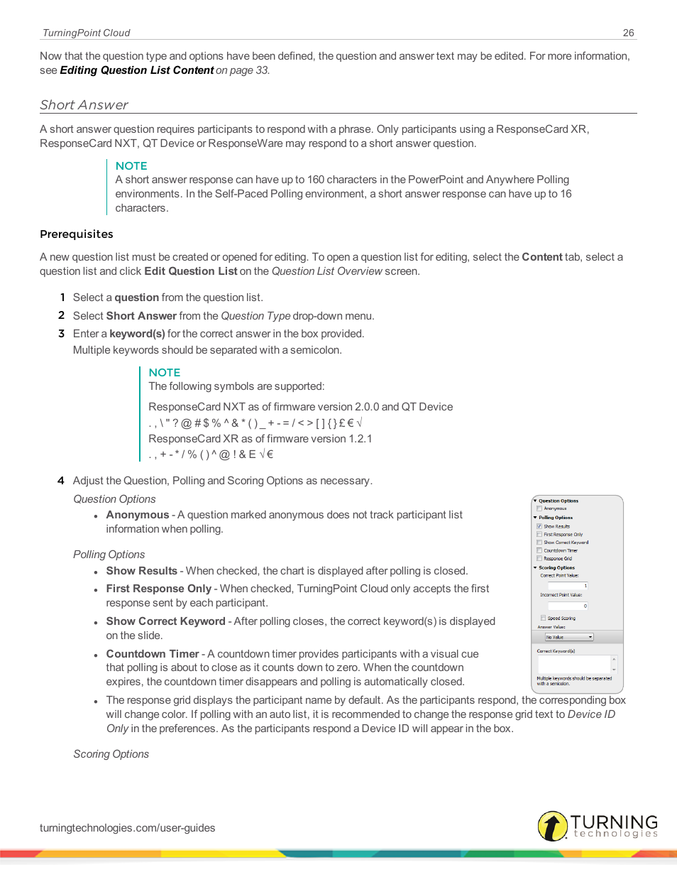 Short answer | Turning Technologies TurningPoint Cloud User Manual | Page 26 / 148