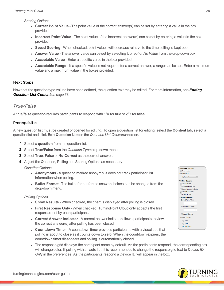 True/false | Turning Technologies TurningPoint Cloud User Manual | Page 28 / 148