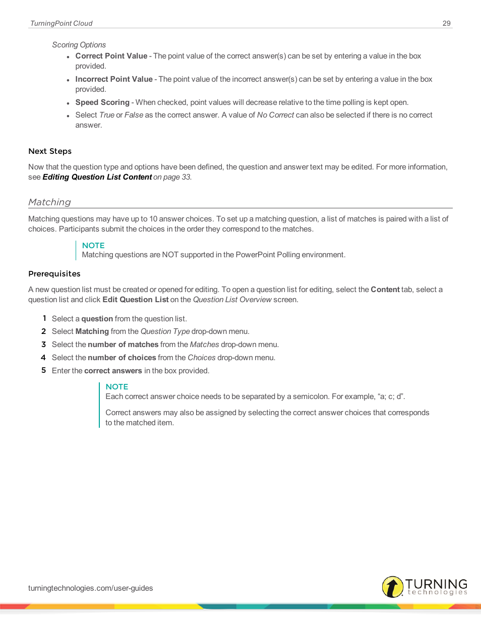 Matching | Turning Technologies TurningPoint Cloud User Manual | Page 29 / 148