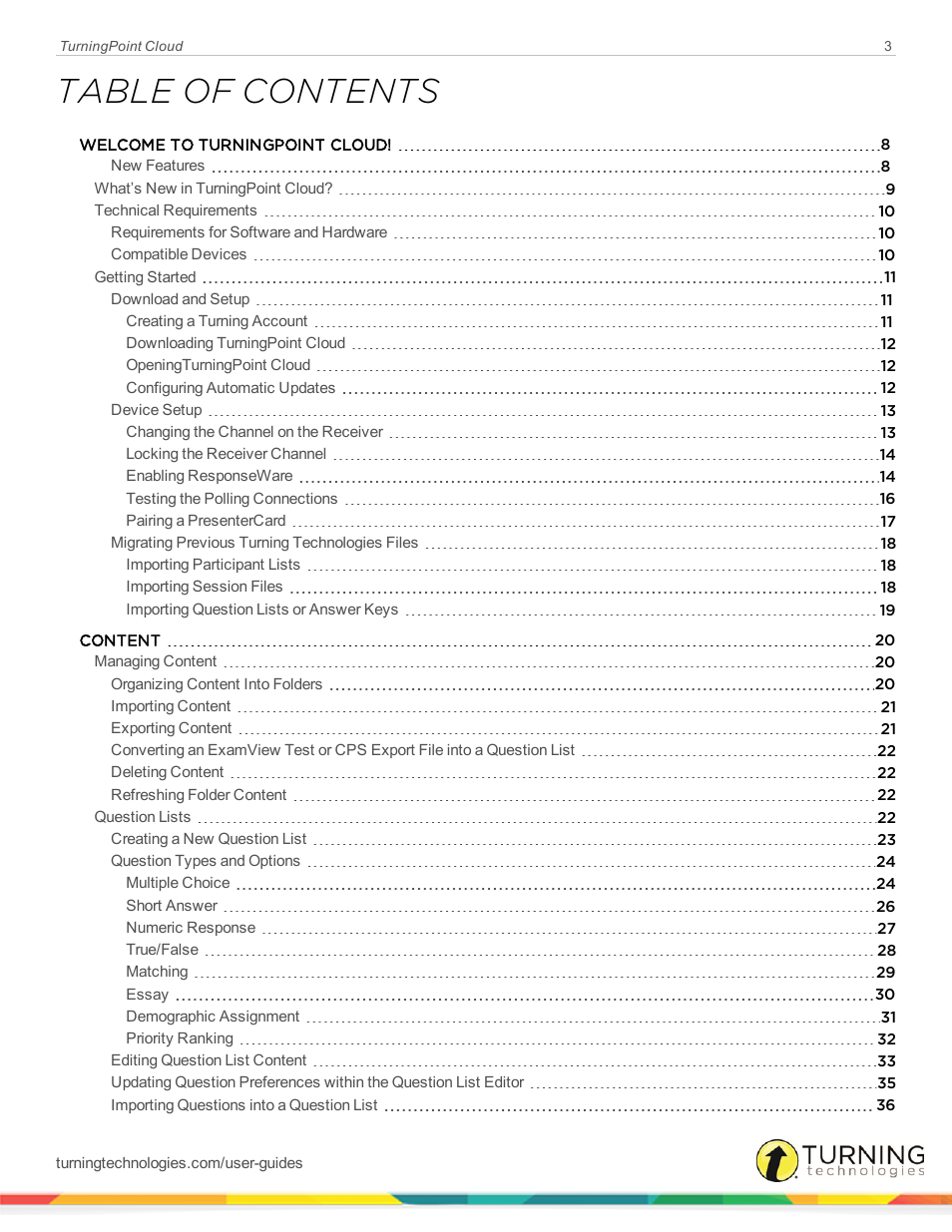 Turning Technologies TurningPoint Cloud User Manual | Page 3 / 148