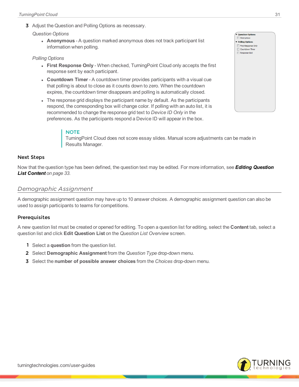 Demographic assignment | Turning Technologies TurningPoint Cloud User Manual | Page 31 / 148
