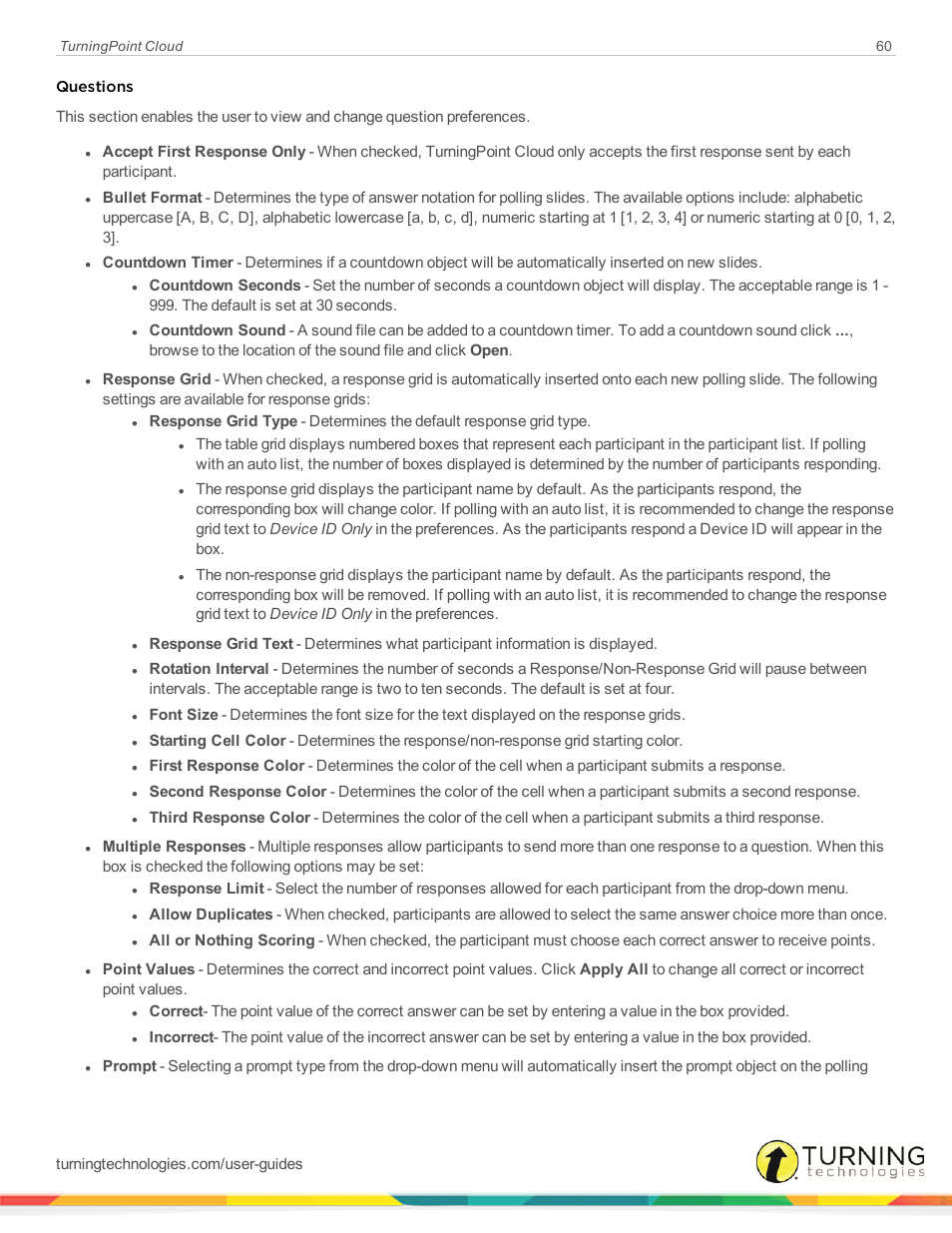 Questions | Turning Technologies TurningPoint Cloud User Manual | Page 60 / 148