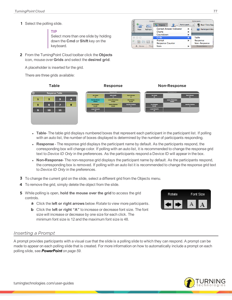 Inserting a prompt | Turning Technologies TurningPoint Cloud User Manual | Page 77 / 148
