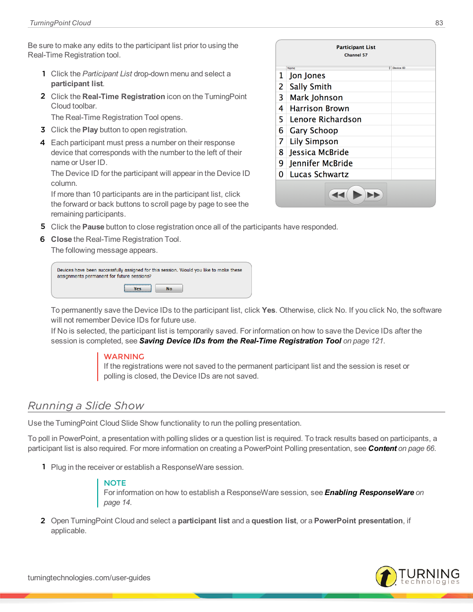 Running a slide show, Running a slide, Show | Turning Technologies TurningPoint Cloud User Manual | Page 83 / 148