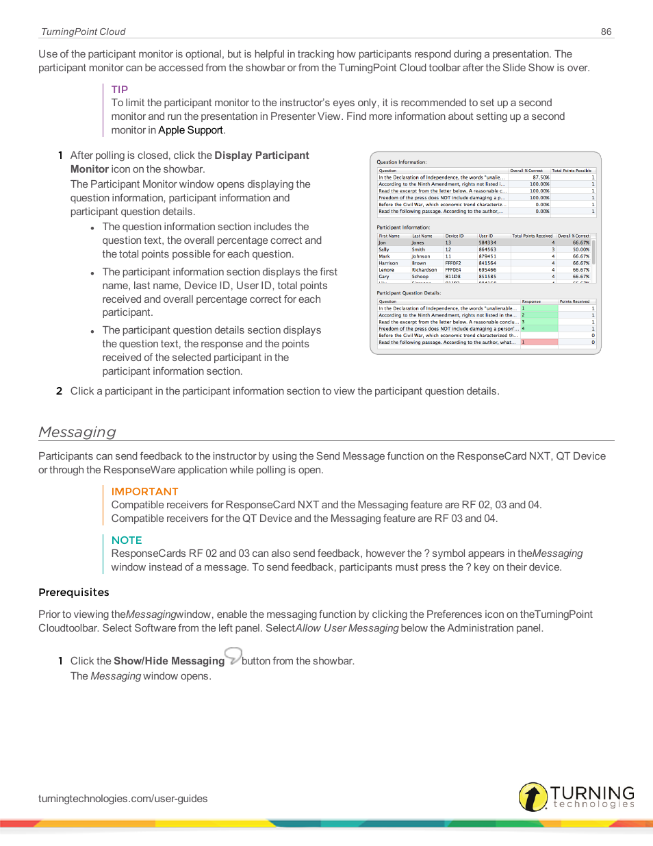 Messaging | Turning Technologies TurningPoint Cloud User Manual | Page 86 / 148