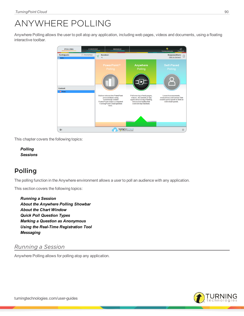 Anywhere polling, Polling, Running a session | Turning Technologies TurningPoint Cloud User Manual | Page 90 / 148