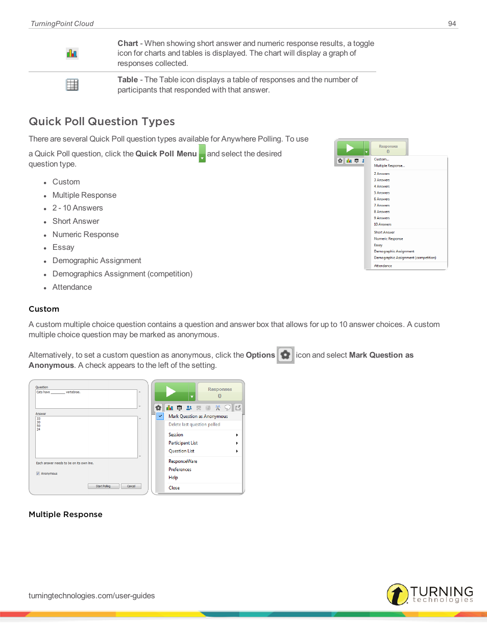 Quick poll question types | Turning Technologies TurningPoint Cloud User Manual | Page 94 / 148