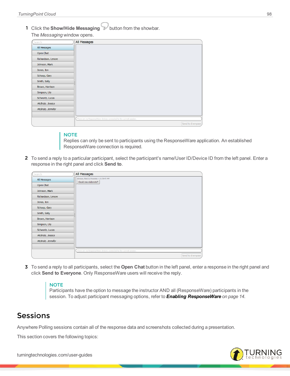Sessions | Turning Technologies TurningPoint Cloud User Manual | Page 98 / 148