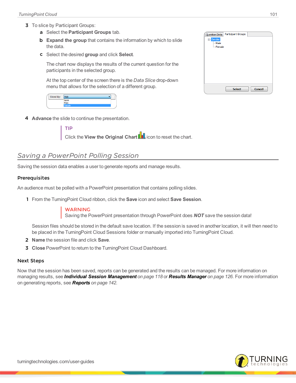 Saving a powerpoint polling session | Turning Technologies TurningPoint Cloud User Manual | Page 101 / 161