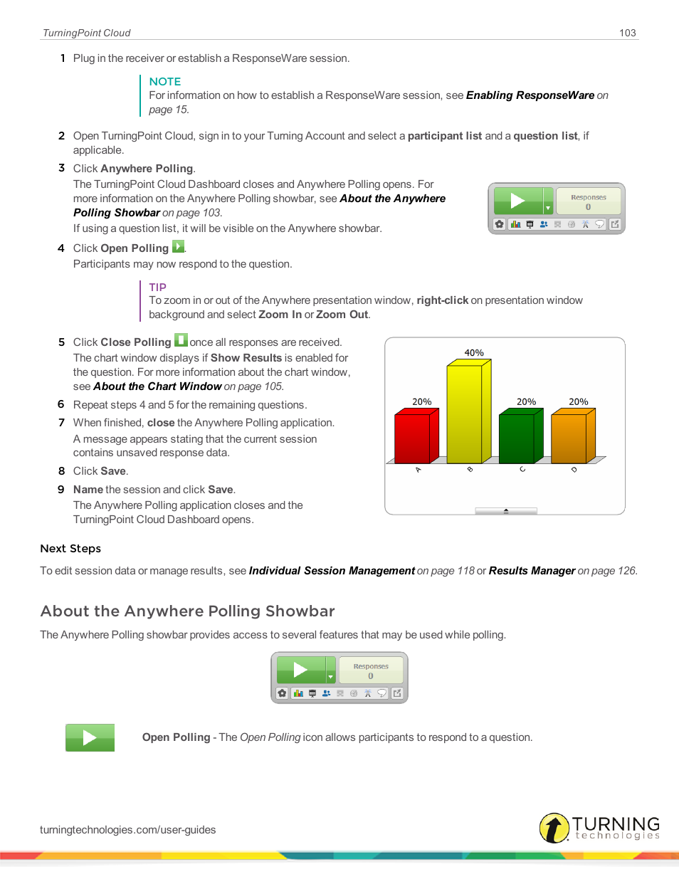 About the anywhere polling showbar | Turning Technologies TurningPoint Cloud User Manual | Page 103 / 161