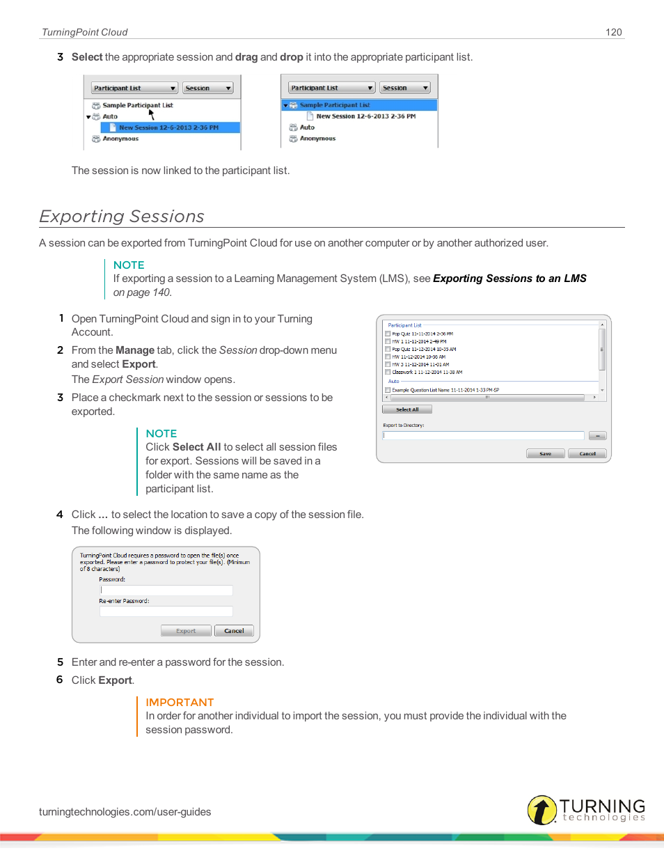 Exporting sessions | Turning Technologies TurningPoint Cloud User Manual | Page 120 / 161