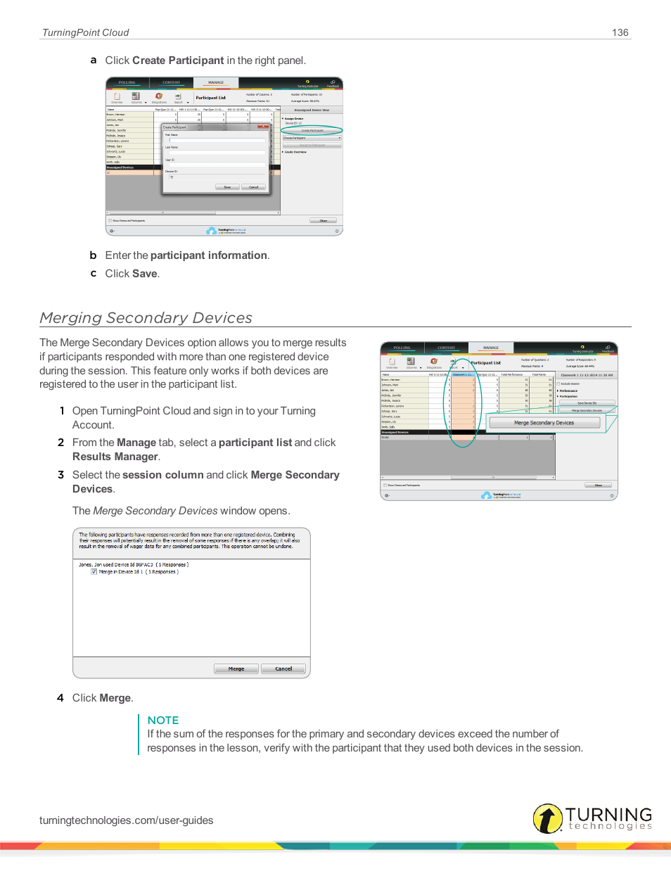 Merging secondary devices | Turning Technologies TurningPoint Cloud User Manual | Page 136 / 161