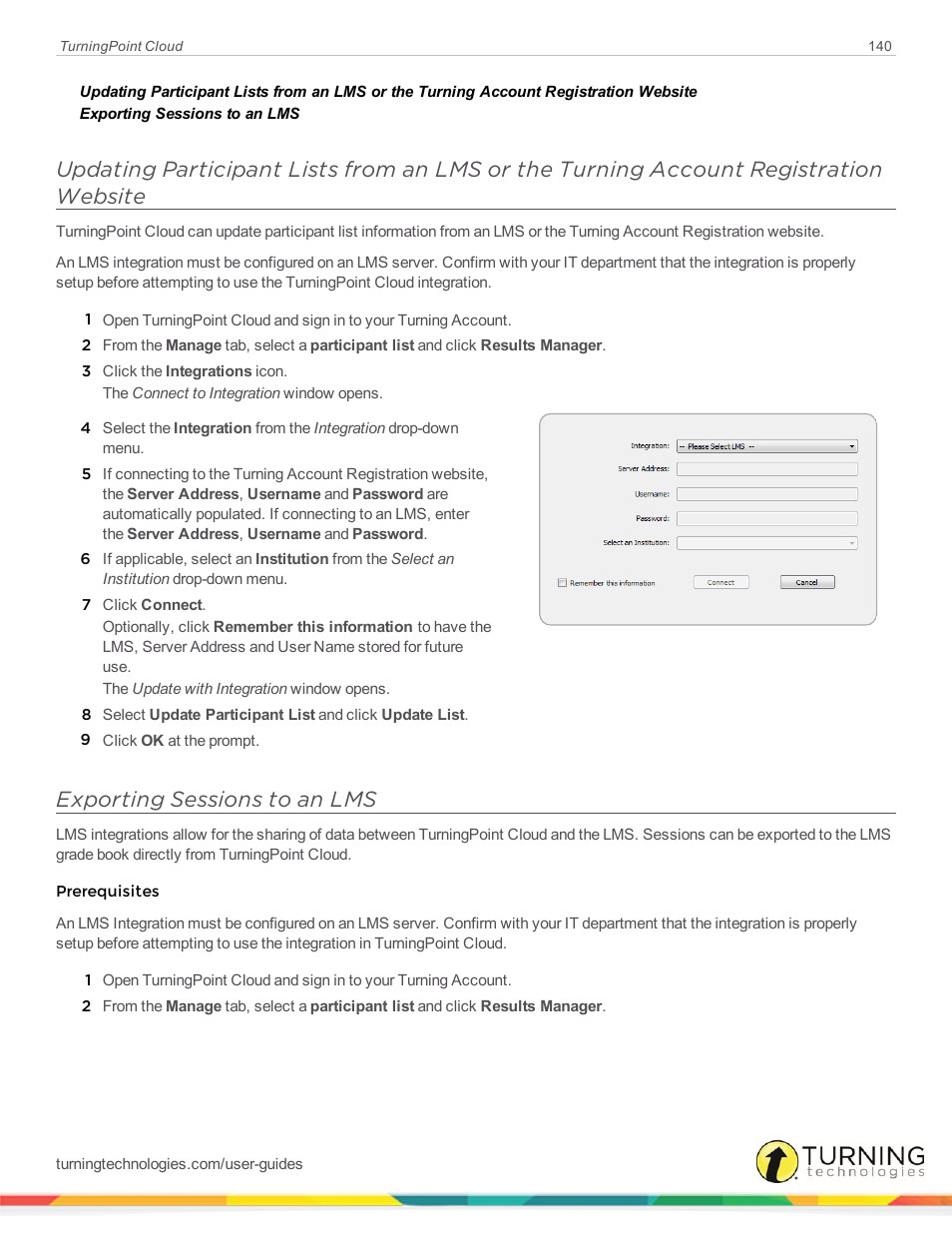 Exporting sessions to an lms | Turning Technologies TurningPoint Cloud User Manual | Page 140 / 161