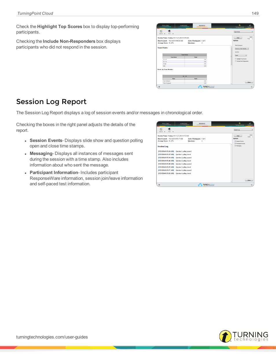 Session log report | Turning Technologies TurningPoint Cloud User Manual | Page 149 / 161