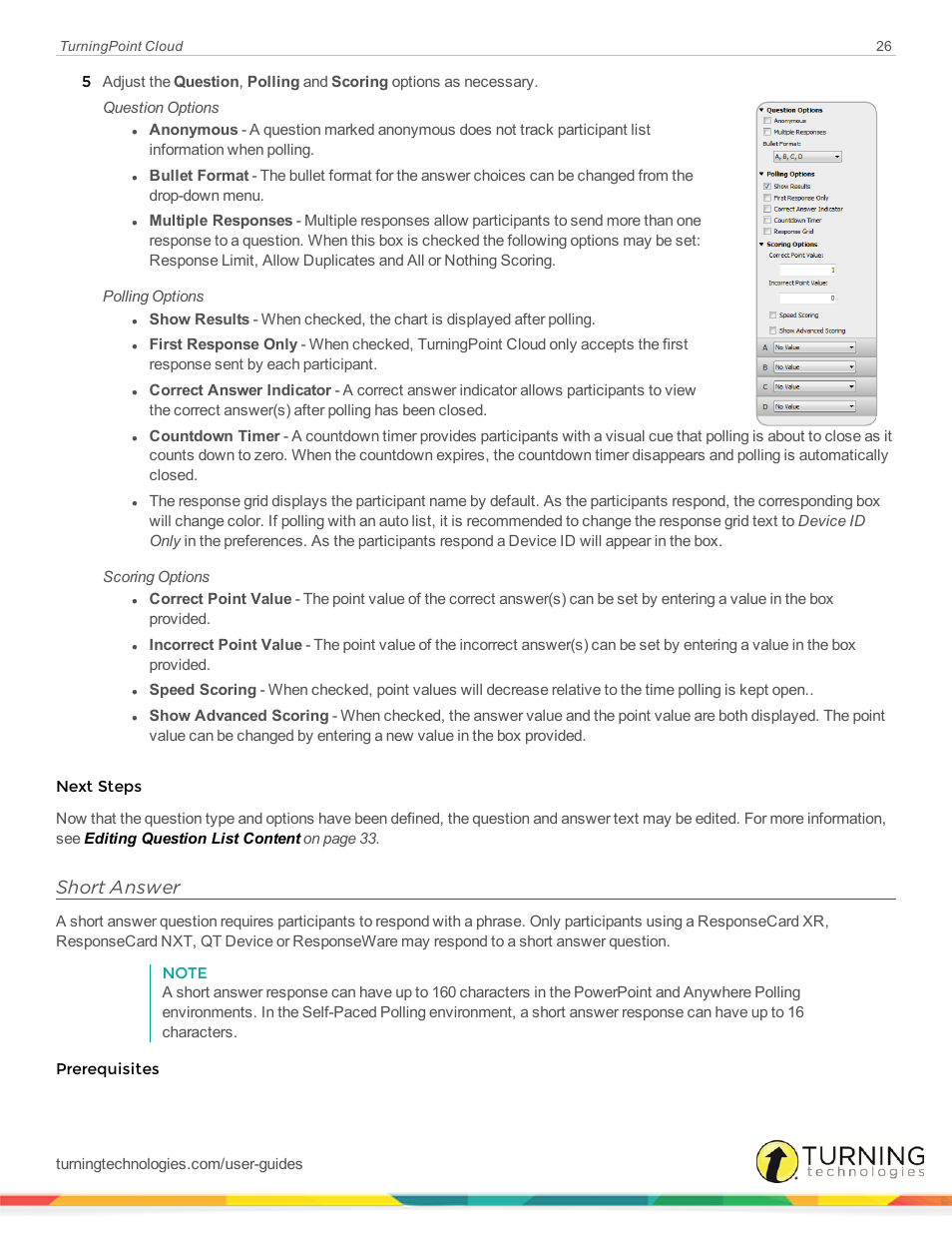 Short answer | Turning Technologies TurningPoint Cloud User Manual | Page 26 / 161