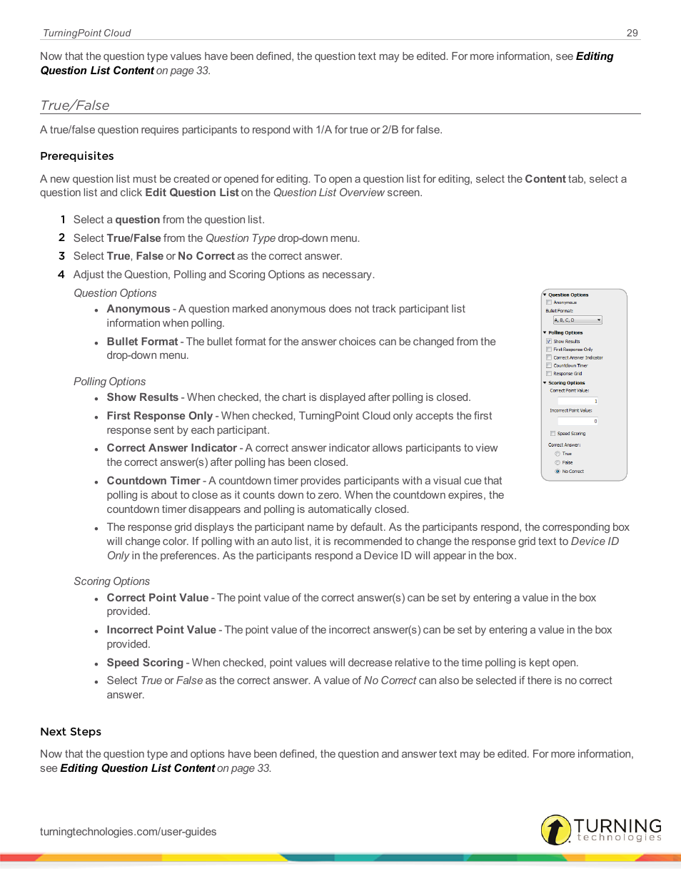 True/false | Turning Technologies TurningPoint Cloud User Manual | Page 29 / 161