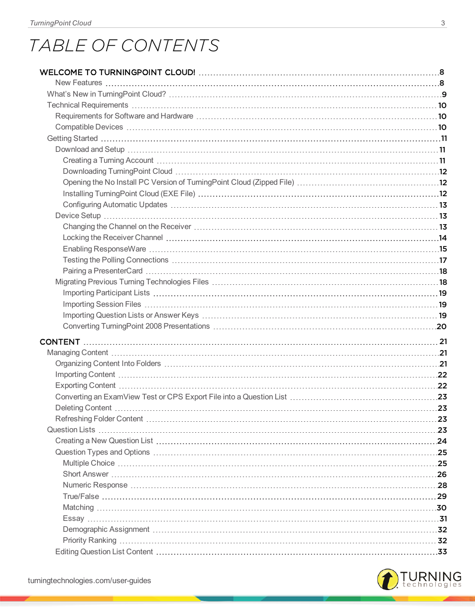 Turning Technologies TurningPoint Cloud User Manual | Page 3 / 161