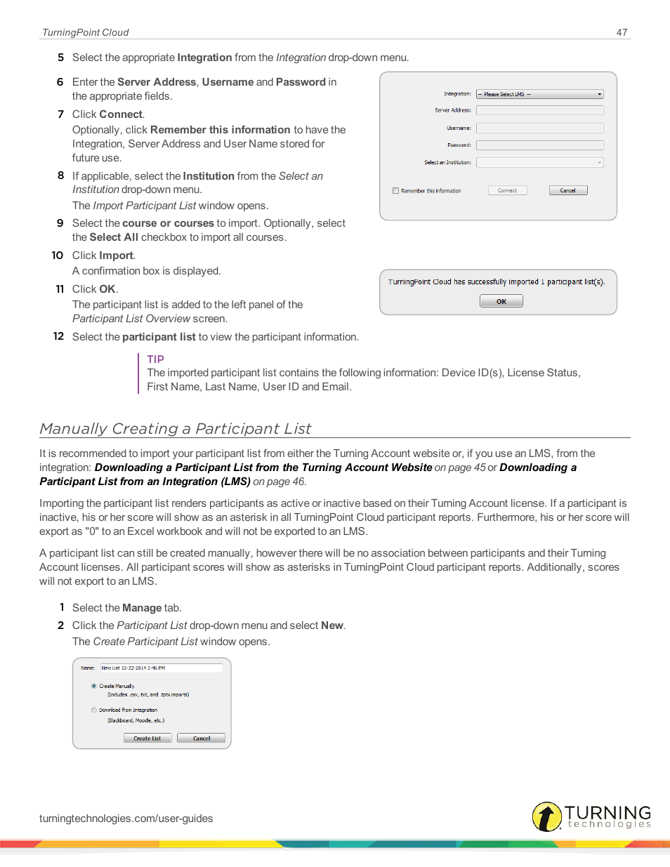 Manually creating a participant list | Turning Technologies TurningPoint Cloud User Manual | Page 47 / 161